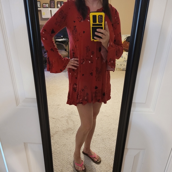 Gorgeous 😍 Red Sweet Patterned Dress - Picture 2 of 15